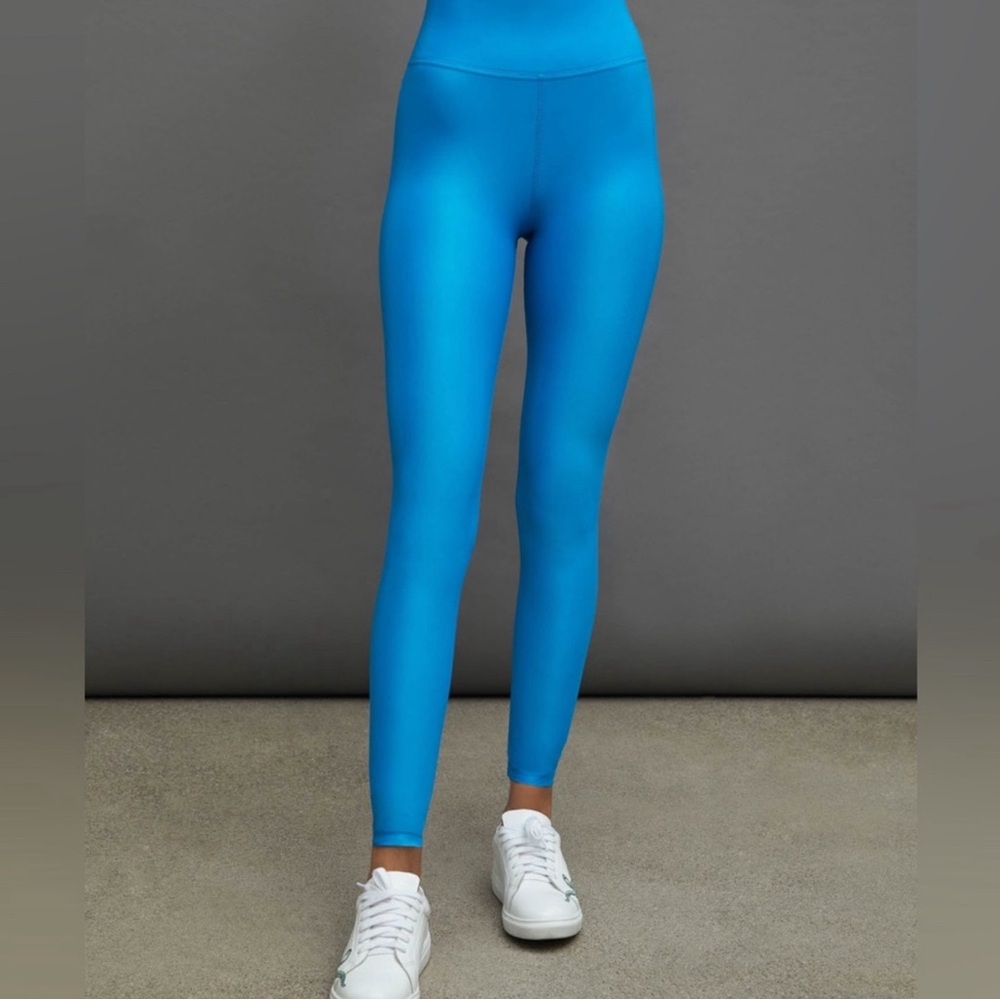 Carbon38 High Rise Shimmery Leggings Turquoise